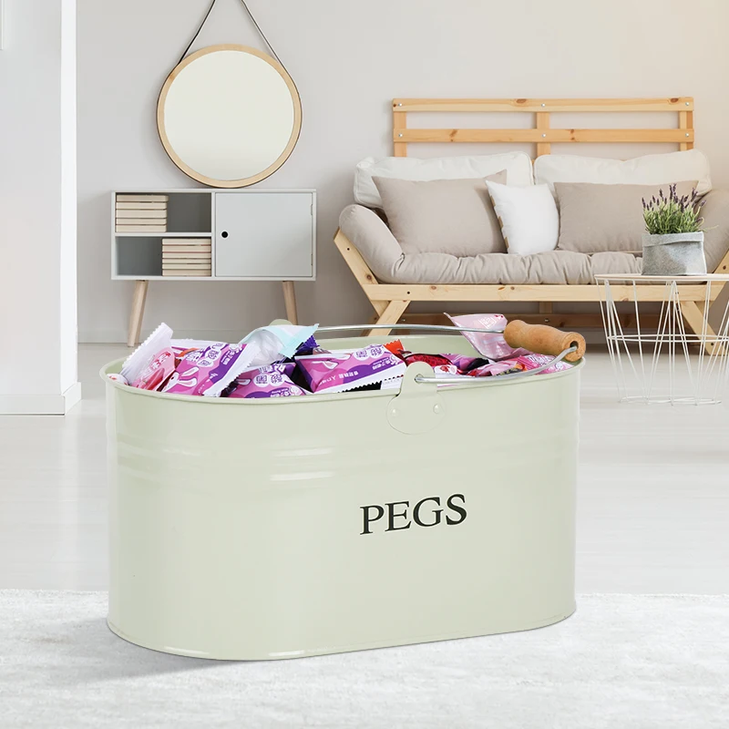 Factory Direct Dog Toy Storage Baskets for Any Room Cat Toys Box Galvanized Metal Pegs Bucket