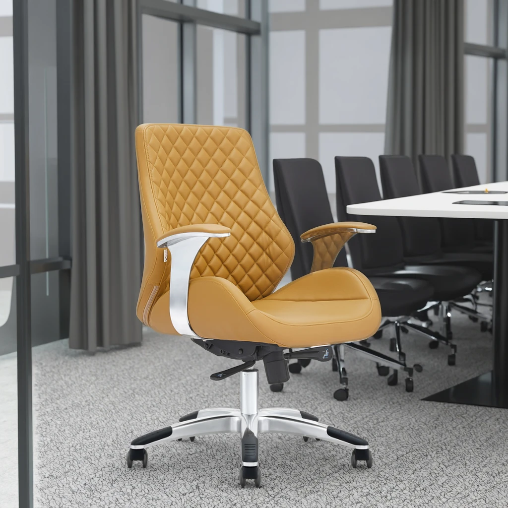 Professional Mid Back Office Chair Height Adjustable Gas Lift Four Stage Lock System 2