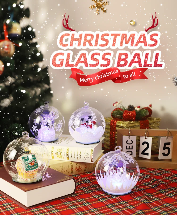 new-designed glass color changing led blown christmas ball table decoration supplies factory