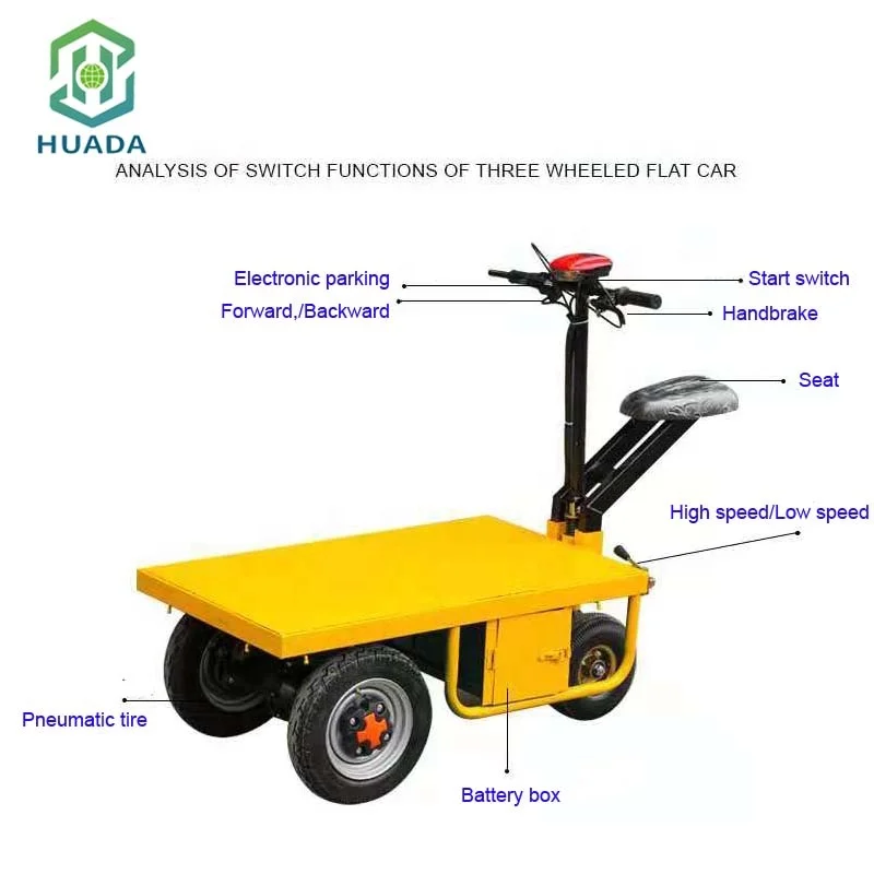 Factory Direct Sales Small Trolley with Heavy Load Four Wheel Electric Truck with Seat