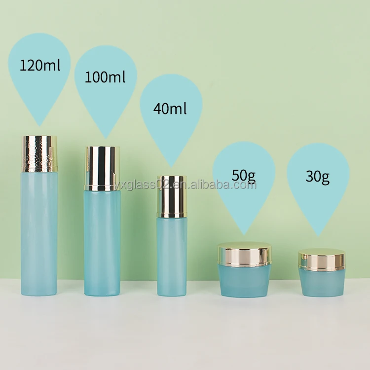 Luxury triangle cosmetic glass bottle set container toner lotion serum cream cosmetic packaging glass customization bottle manufacture