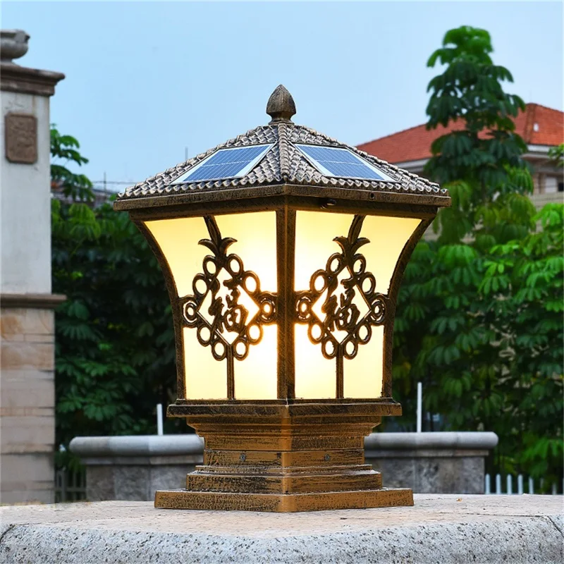 Dropshipping Outdoor Classical Lights Waterproof Aluminum Pillar Fixtures Garden Cast Iron Post Lamp