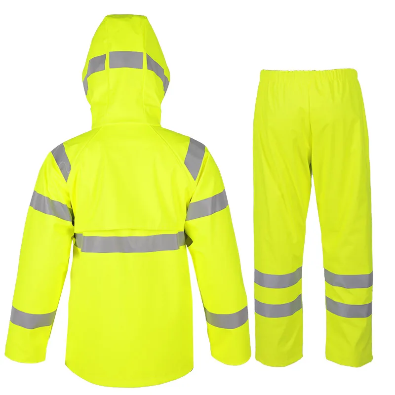 OEM hi vis yellow reflective raincoat