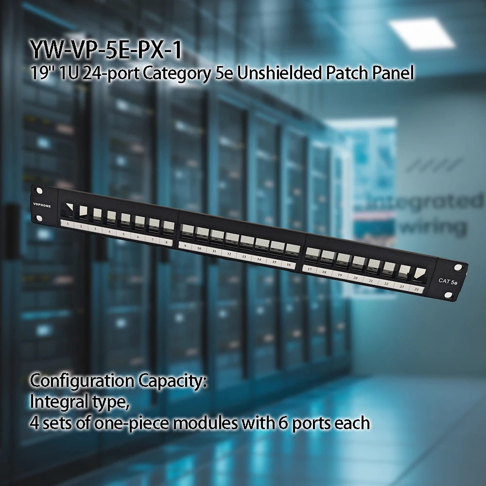 Factory Wholesale Manufacture Price High Density19" 1U 24-port Category 5e Unshielded Patch Panel for Server Racks details