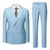 Sky Blue 2 piece trousers set gentleman suit