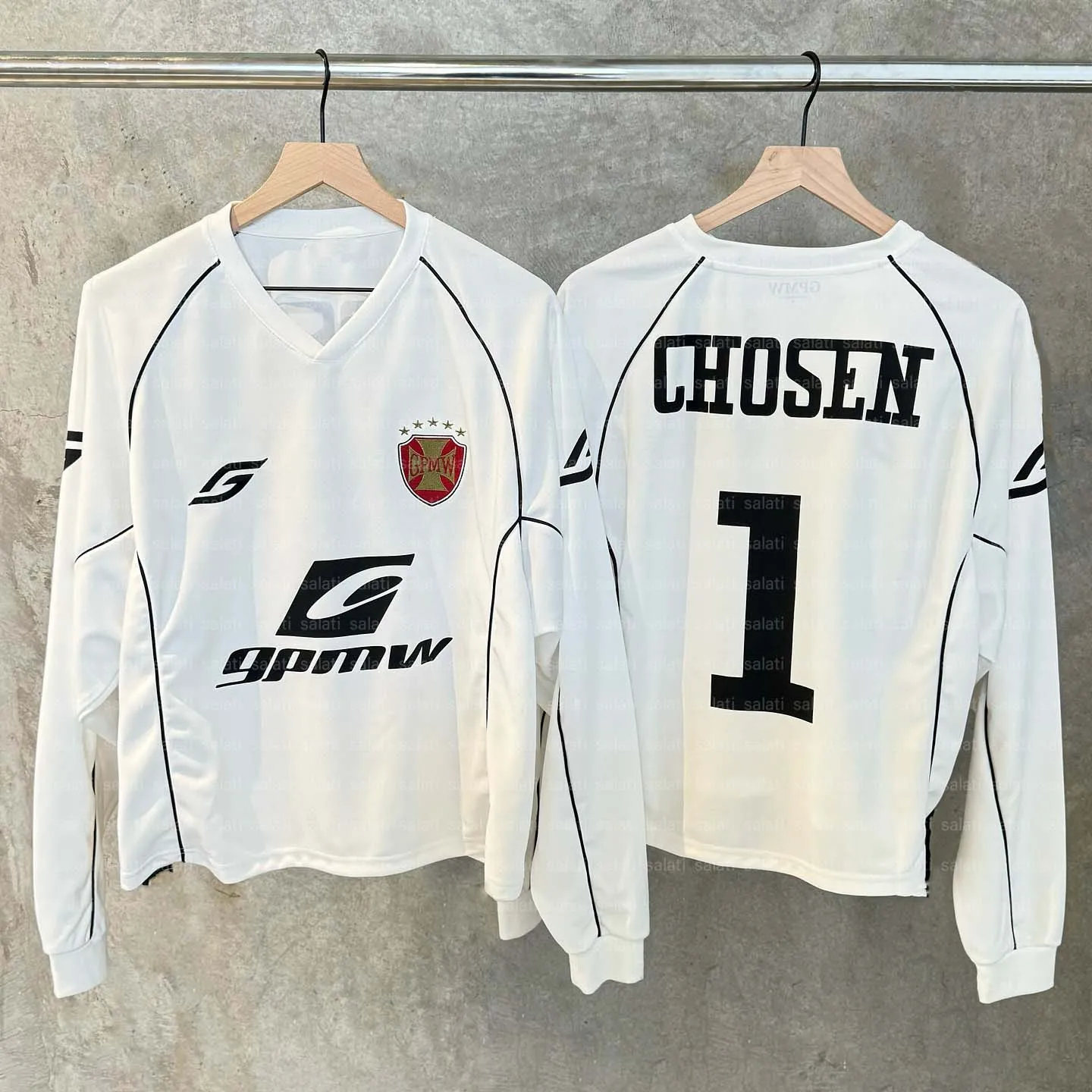 Salati Manufacturer Custom Tee Streetwear Boxy Retro Vintage Full Long Sleeve T Shirt Vintage Retro Soccer Football Jersey Men