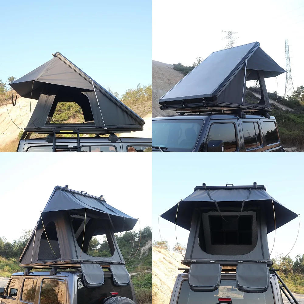 Remaco Hard Shell Roof Top Tent for 4 Persons – Black & Gray Aluminum ...