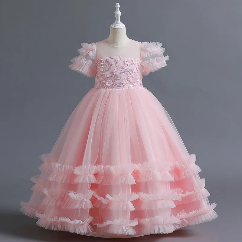 Buy 1-12 Years Girls Dress Sequin Lace Wedding Party Flower Dress Online at  desertcartINDIA