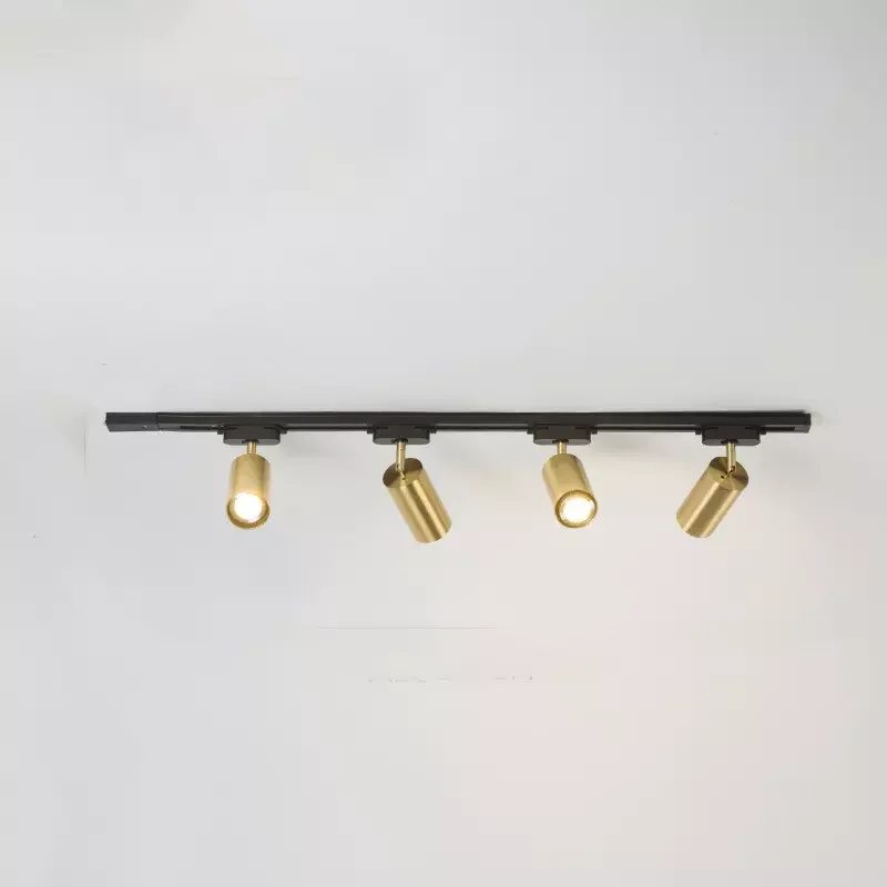 Регулируемый Трековый светильник 4 лампы из матовой латуни с утопленным креплением потолочный для кухни столовой прожектор