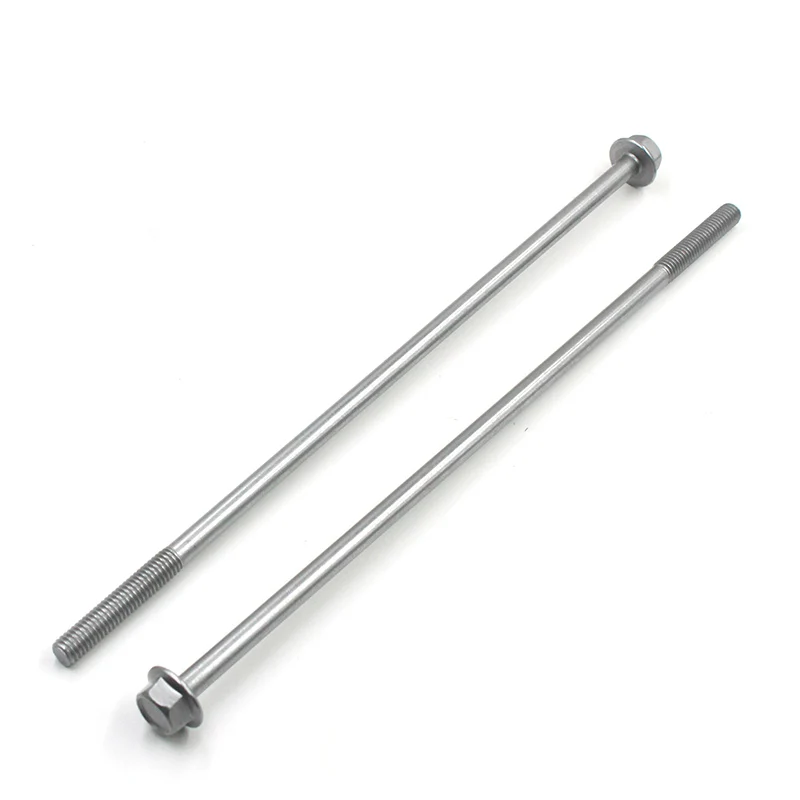 OEM-fabriek aangepaste DIN6921 dunne roestvrijstalen bouten M5 M6 M8 M12 extra lang halfvolledig met schroefdraad zeskantflenskopbouten