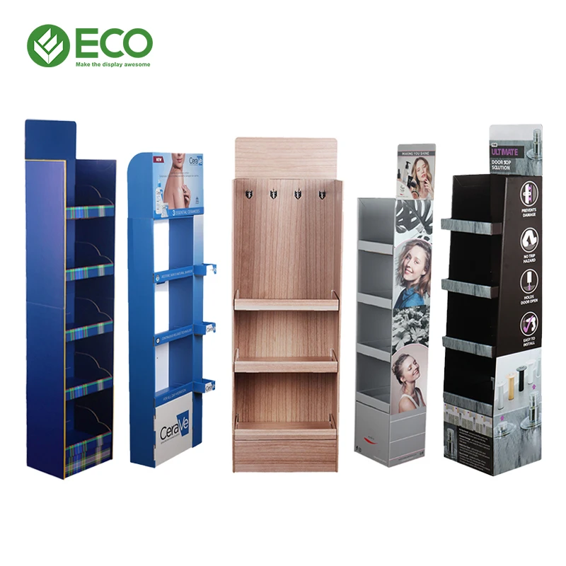 OEM ODM Custom Logo 12-Compartment Multi-Bin Corrugated Cardboard Floor Display Racks for Fresh Produce Supermarket