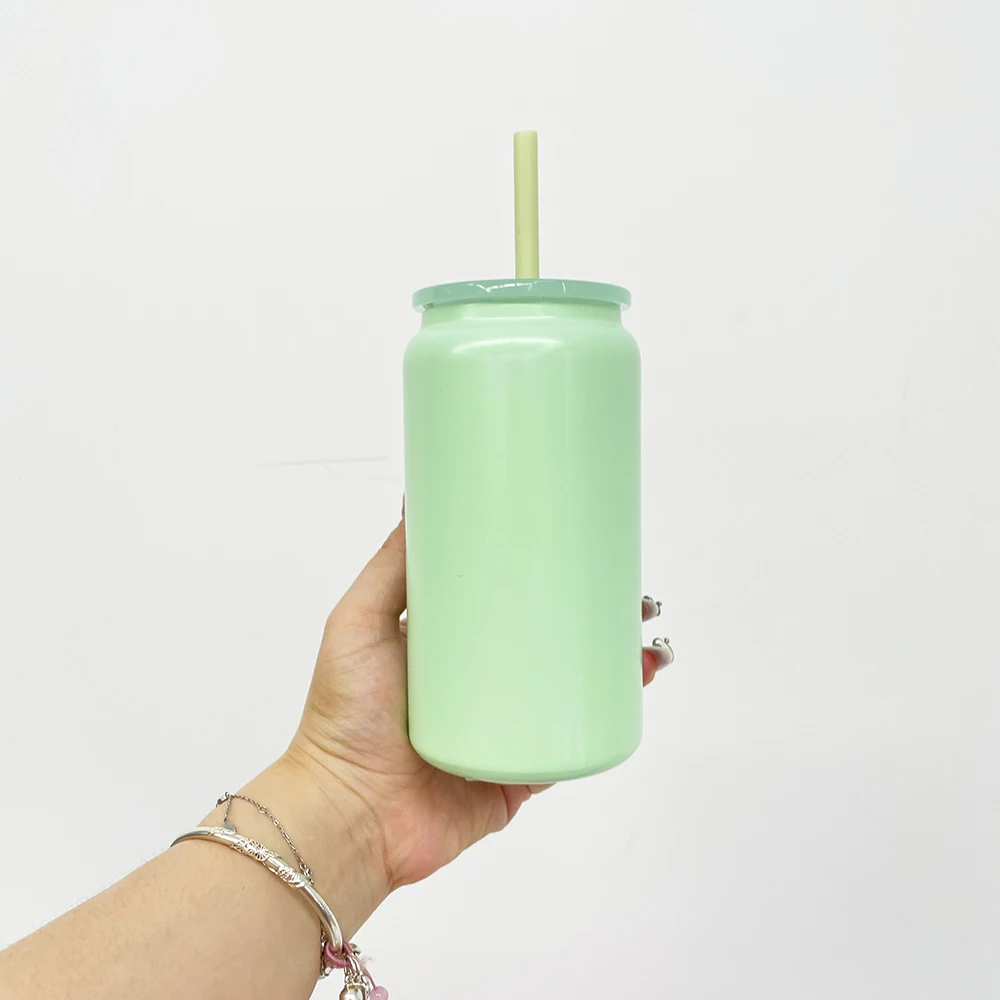 25PACK-USA Warehouse Blank Sublimation Candy Color Mix 16oz Stainless Steel  Glass Can Tumbler with Colorful Straw for Drinks| Alibaba.com