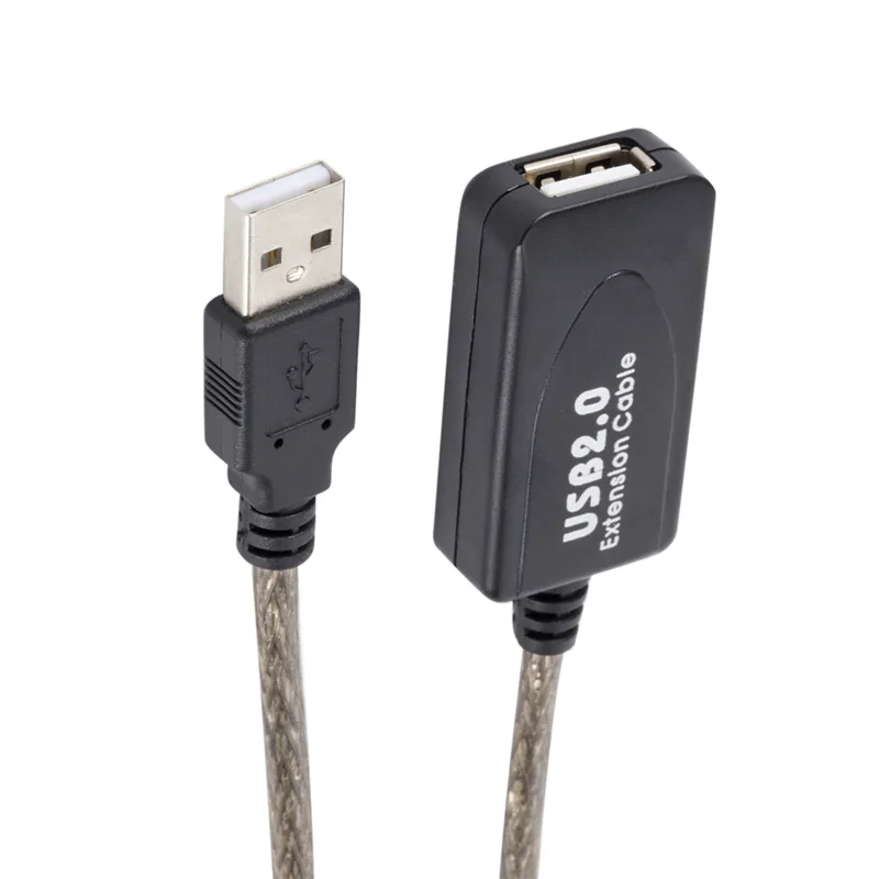 Black & Gray&20M USB2.0 Extension Cable Signal Amplification Extension Cable Wireless Network Card Extended Cable Extended Line with Chip