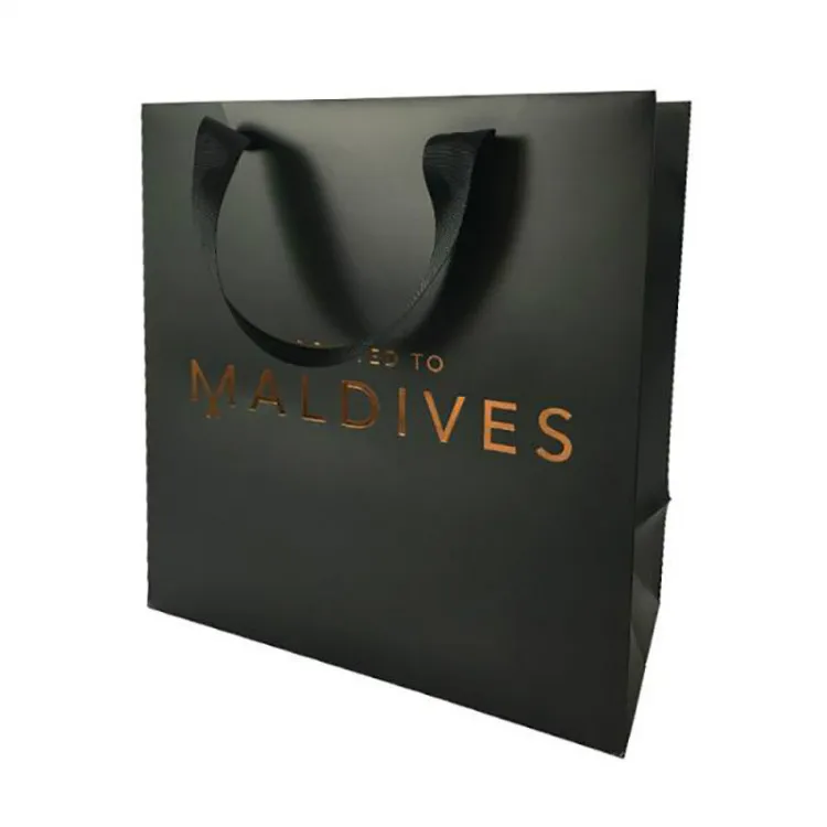 Wholesale Luxury Matte Black Custom Printed Paper Bags for Jewelry