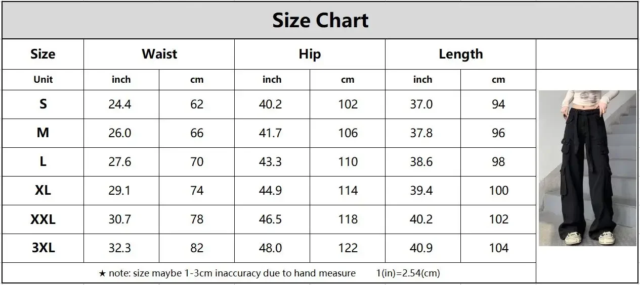 Women Cargo Pants Women's Trousers High Waist Loose Casual Trousers Vintage Lady Multi Pocket Streetwear Straight Wide Leg Jeans
