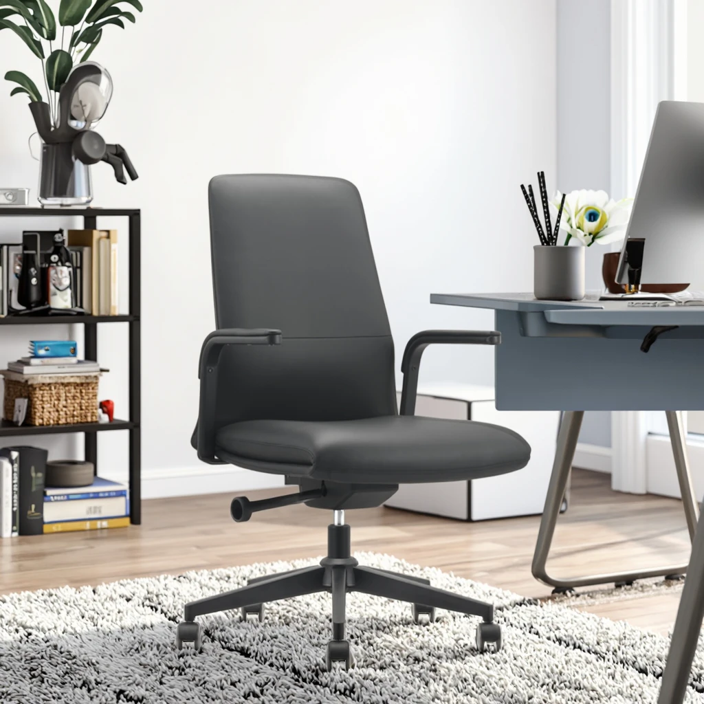 Economy Modern Ergonomic Leather Executive Office Task Chair with Adjustable Height for Home Use 2