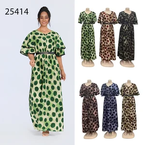 New Wholesale Elegant Women's Summer Vintage Layered Short Sleeve High Waist Polka Dot Fashion Dress
