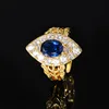 Anillo de cristal azul puntiagudo de tamaño ajustable