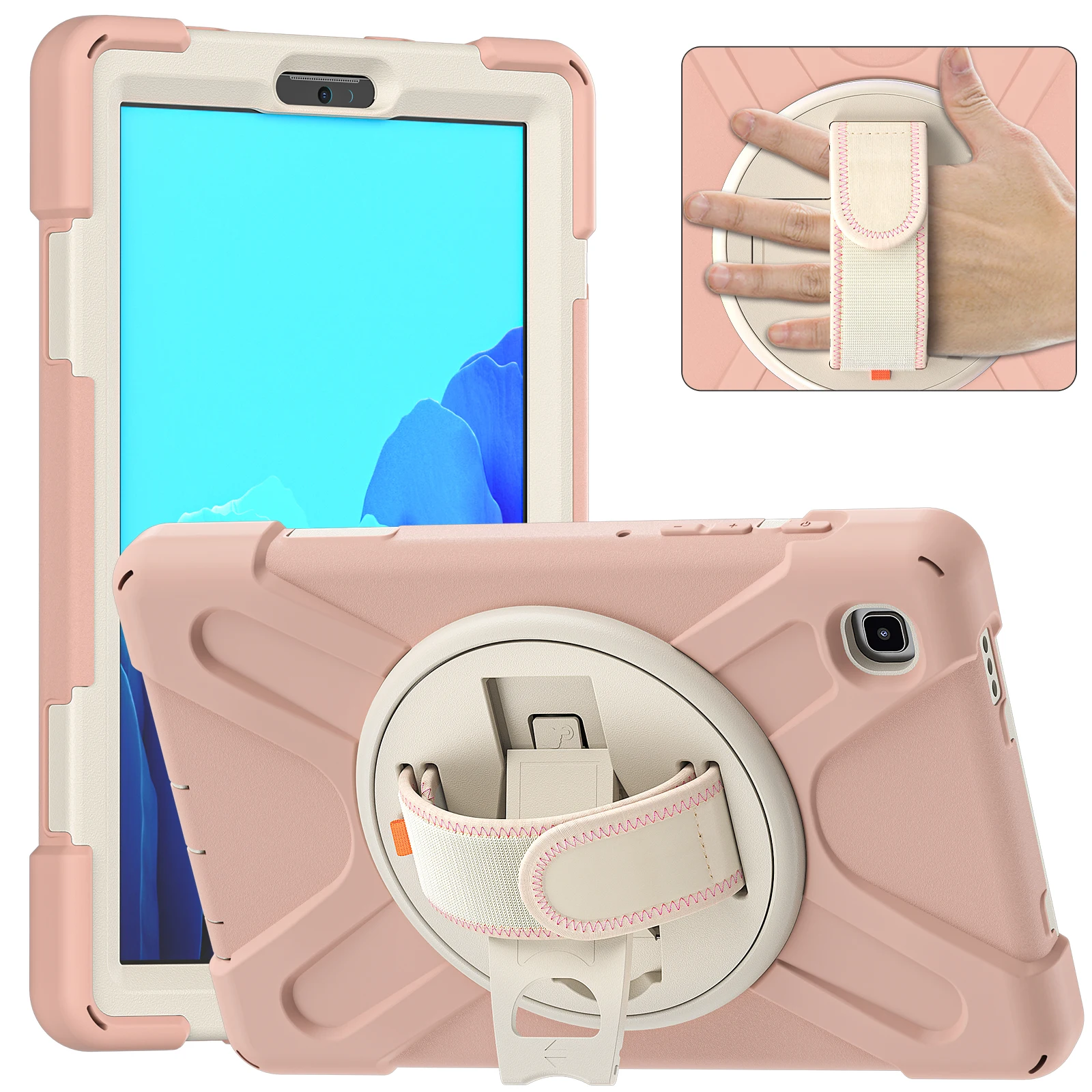 GSCASE PC TPU Hybrid Tablet Case With Hand Strap Case Cover for Samsung Galaxy TAB A7 Lite