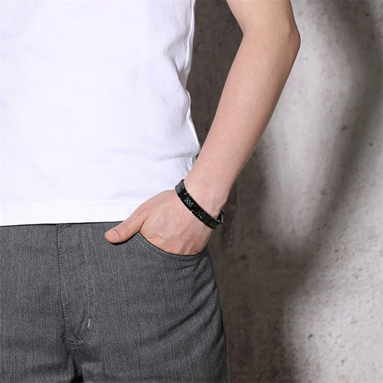 Pulsera Magnética Ajustable JewelryWe – Acero Inoxidable, Diseño De Eslabones, 20 Cm, Unisex