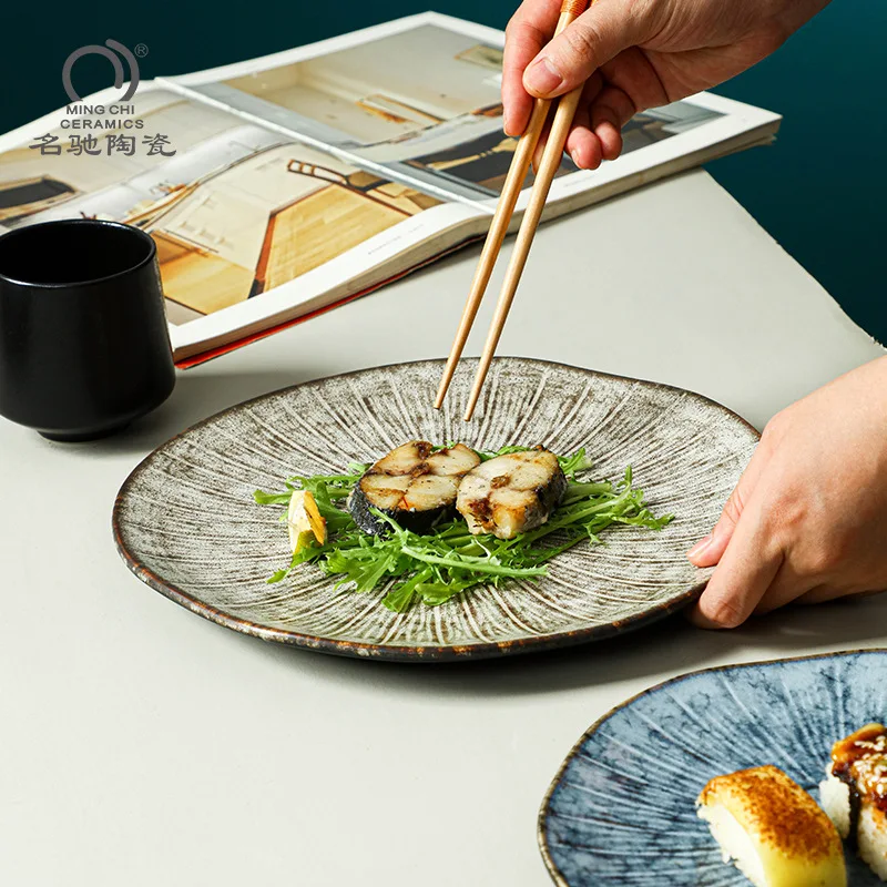 レトロロータスリーフマットセラミックディナープレートステーキ