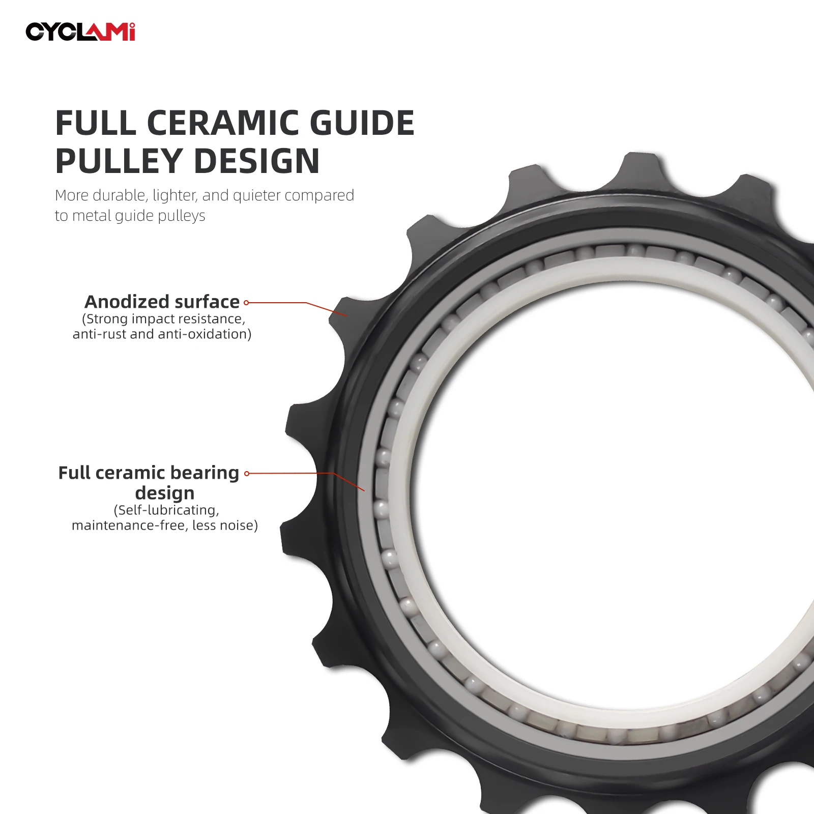 CYCLAMI ユニバーサル18T偏心大型ガイドプーリー フルセラミック 