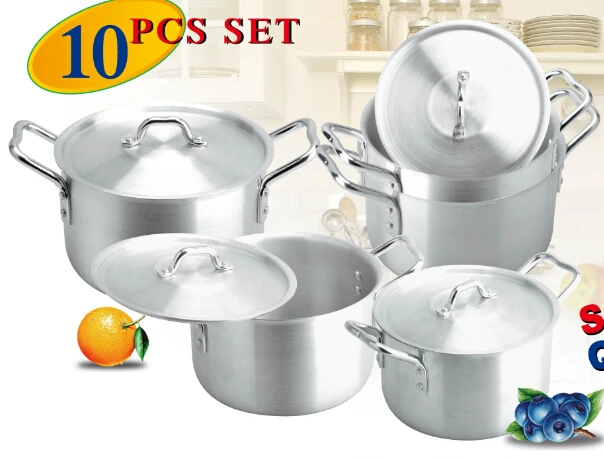 Прямая поставка с фабрики, коммерческие 7 шт. алюминиевые Сатиновые готовые кастрюли, набор кухонной посуды на кухне