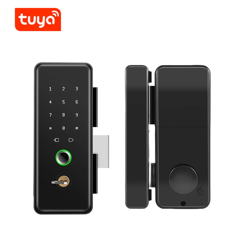 Tuya BLE Biometric Fingerprint Smart Glass Door Lock with Keys