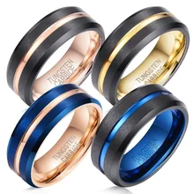 Basic Classic Men Ring 8mm Tungsten Ring with groove Wholesale Price Black Rose Gold Plated Ring