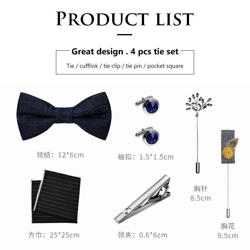 Wholesale Men Accessories Handmade High Quality Wool Bow Tie And Cufflinks For Male Tie Set Gift