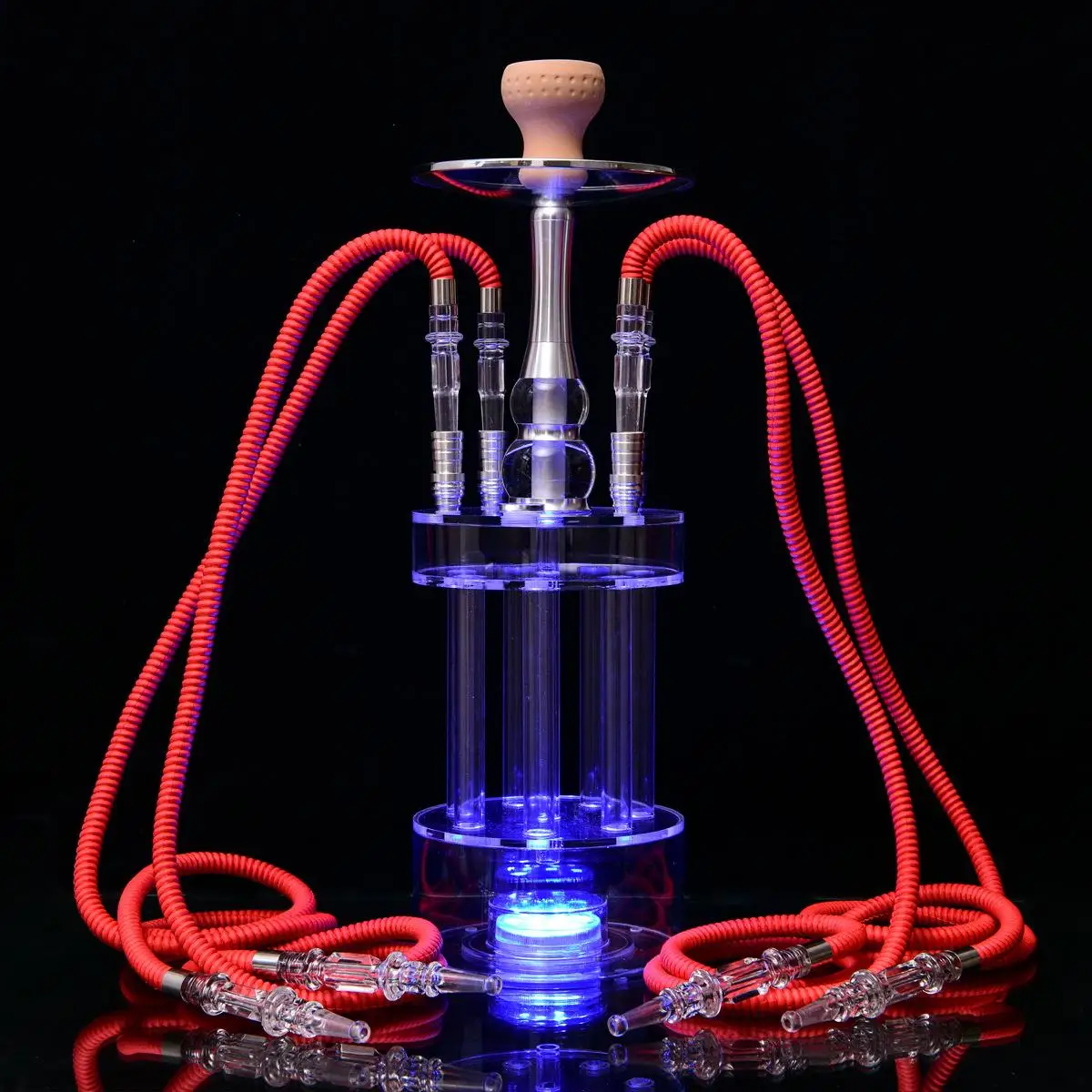 Customized Stylish Transparent 4 Hose Hookah Set Acrylic Hookah Shisha