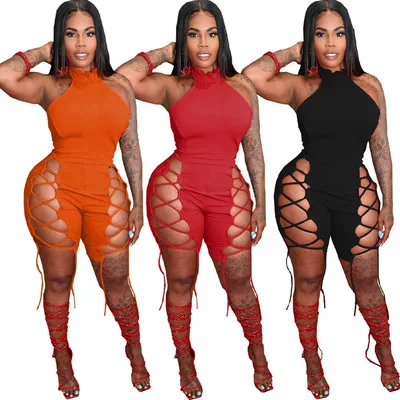 Sexy Halter Bandage Bodysuit For Women 