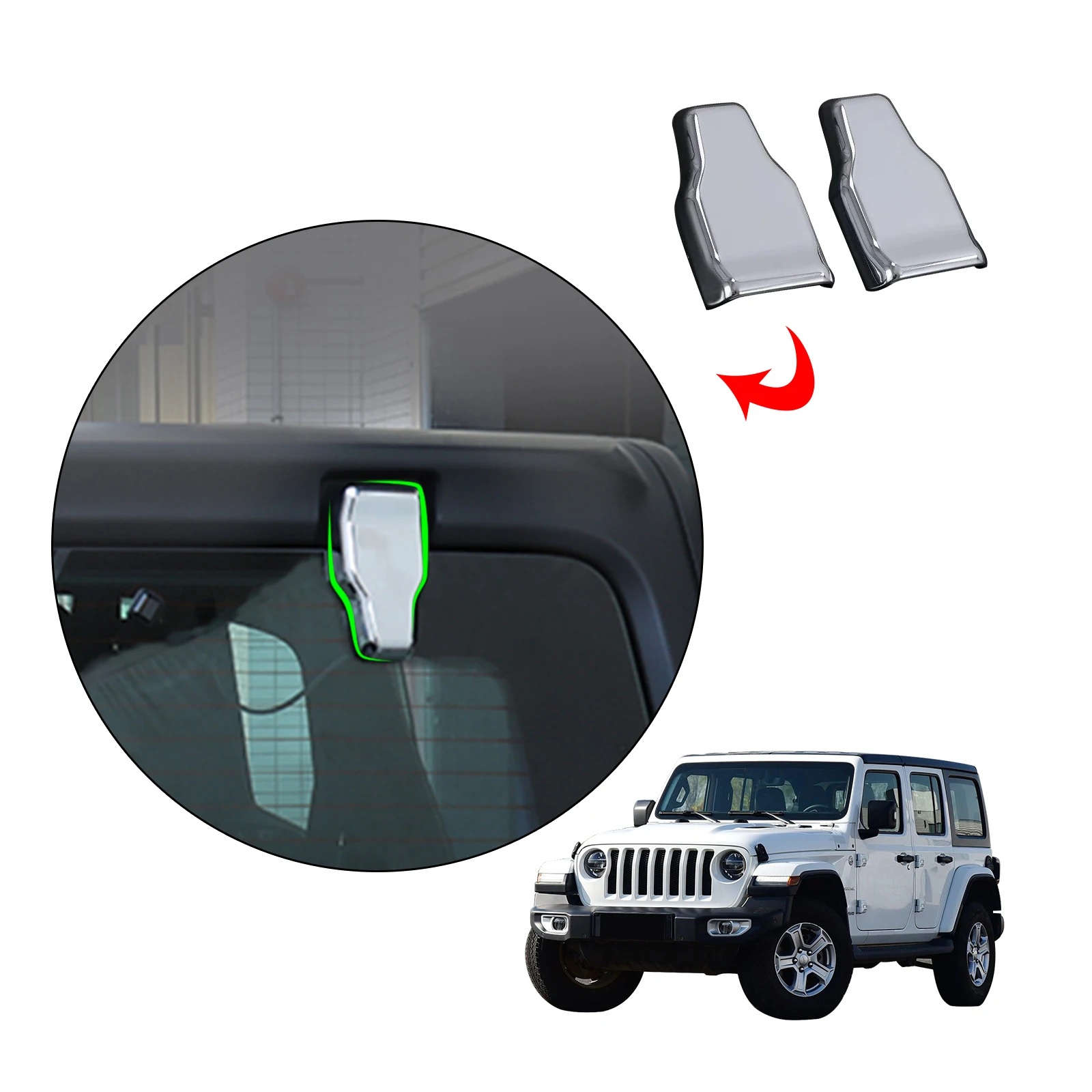 Abs Chrome Silver Car Other Exterior Decoration Trims Rear Window Door Hinge  Cover Car Glass Stickers For Jeep Wrangler 2018 - Buy Body Kits Sticker For Jeep  Wrangler,Windows Tint Film For Jeep