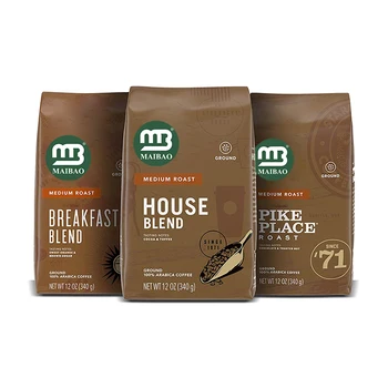Custom Pla Biodegradable Side Gusset Flat Bottom Beans Packaging 100gr 100g 150 g 250g 500g 1kg Coffee Bag With Valve And Zipper