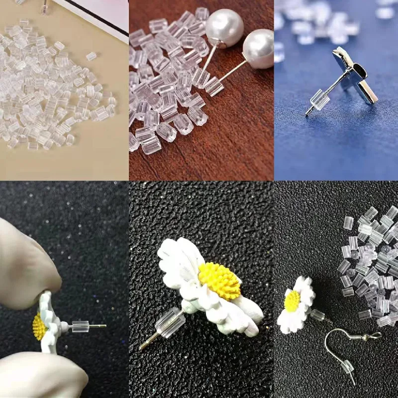 wholesale hot selling 200Pcs Rubber Plastic Clear Earring Backs,for Droopy  Ears Earring