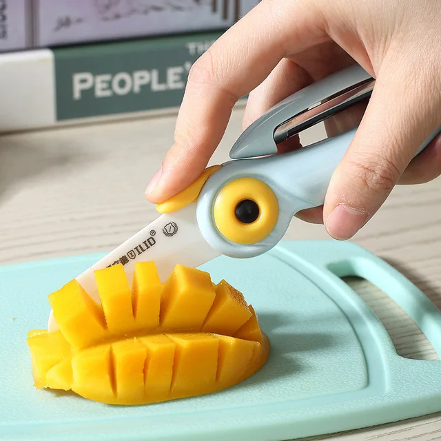 Aylide Portable Cartoon Bird Design Multi-Function Folding Ceramic Knife Stainless Steel Household Peeler for DIY OEM