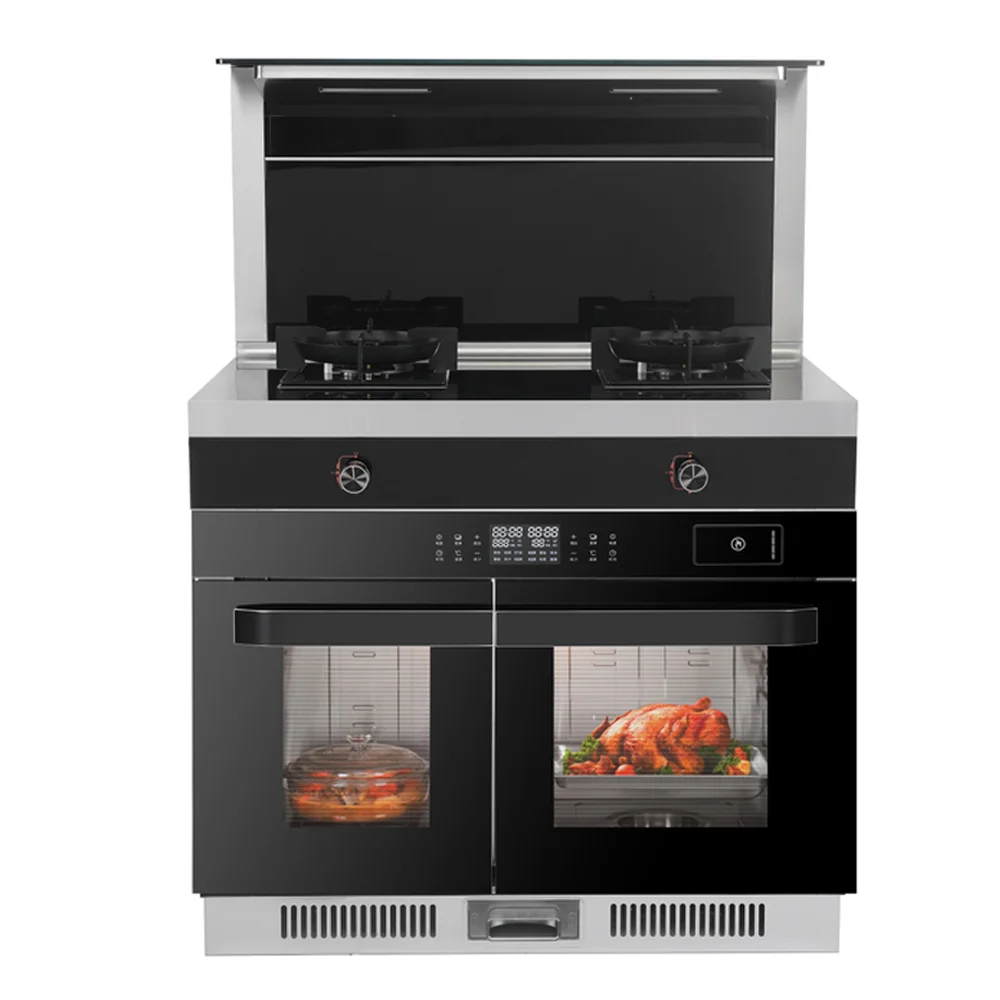 Integrated Stove Ih Cooker Multifunctional Gas And Range Hood + Gas Hob +single Steam And Oven