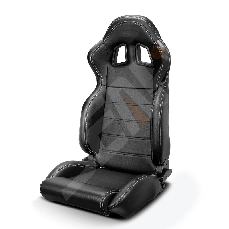 Seahi Black Pu Leather Universal Bucket Racing Seats Adjustable Car
