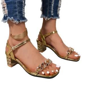 Women's 34-43 Middle High Heel Summer Sandals Fashion Trend High Top Slippers with PU Insole 168