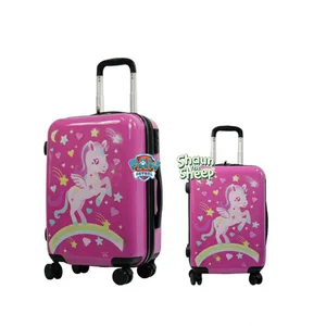 Rose Red unicorn Cartoon 4 Wheels Suit case Luggage Factory Wholesale Luggage Trolley