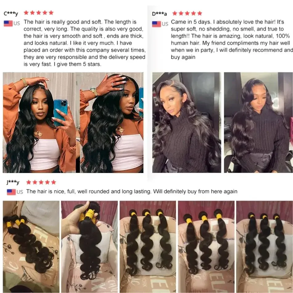 Extensões de cabelo humano body wave tecimento ondulado_voghion.com