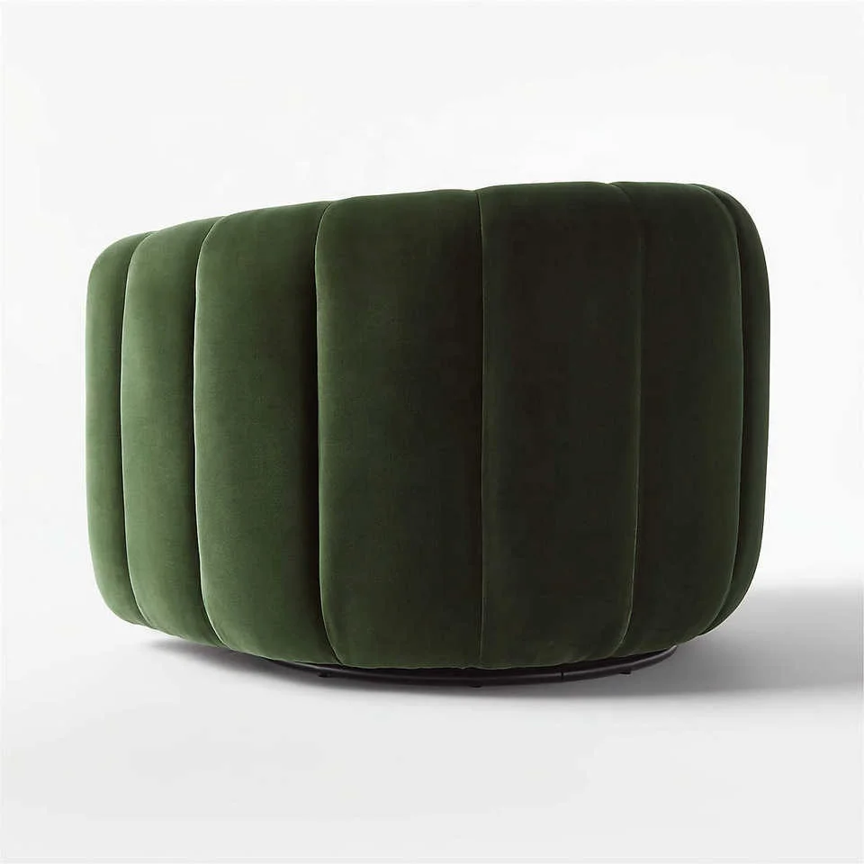 Velvet Swivel Accent Chair Channeled Single Sofa Luxury Occasional Armchairs Living Room Event Rental Use