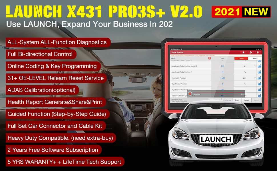 LAUNCH X431 PRO3S+ V5.0 Car OBD2 Diagnostic Tools Automotive OBD Code Reader Scanner Active Test ECU Coding pk X431 V PRO