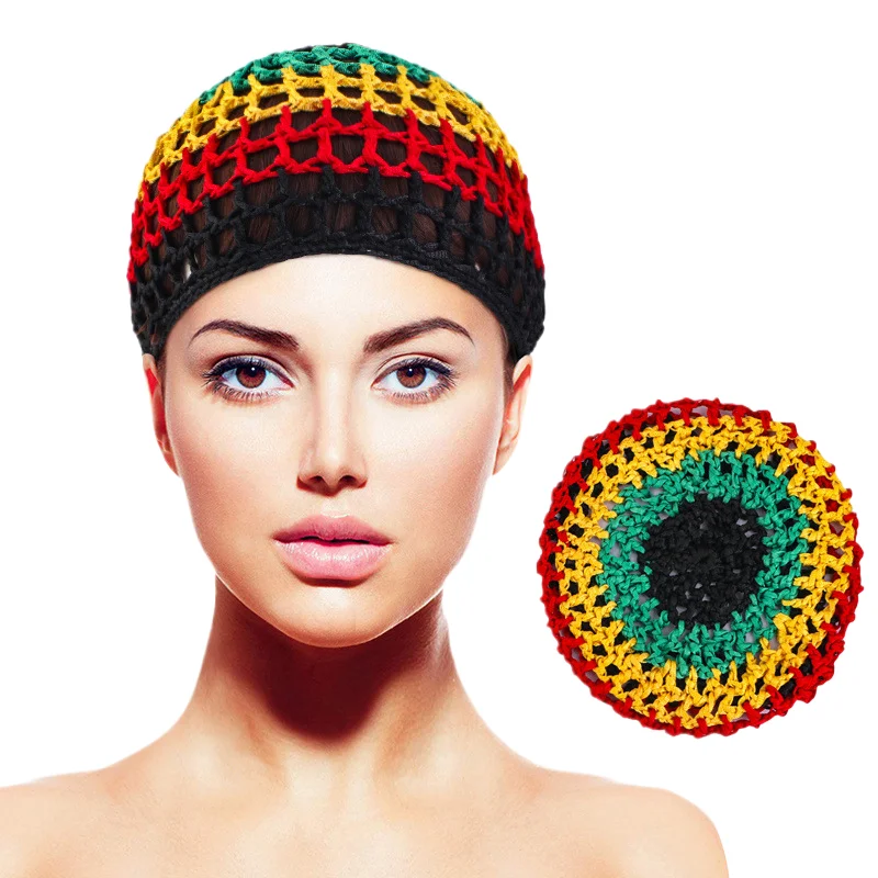 Uding Jamaica Red Yellow Black and Green Color Hand-crocheted Mesh Headstock FW-13