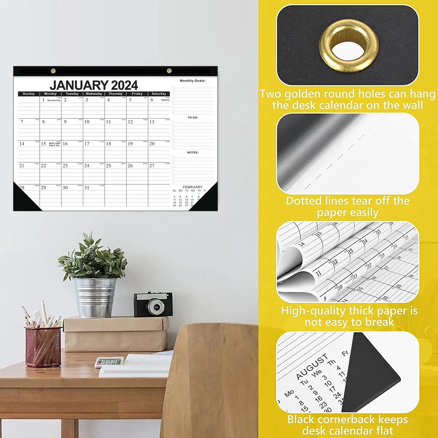 Hot Sale 2023-2024 Wall mounted calendar Desktop calendar 18 months English calendar