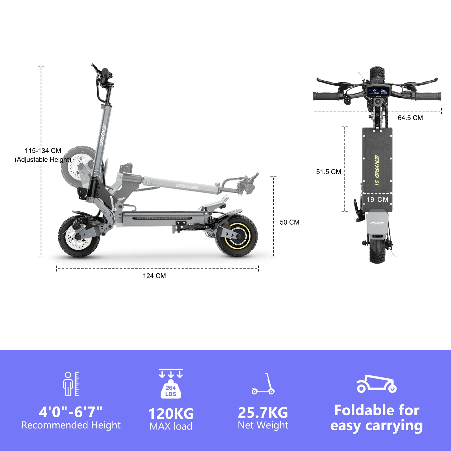 Wholesale 48V 15Ah iENYRID S1 High-Speed Off-Road Electric Scooter for Adults EU/UK/USA Warehouse Dropshipping