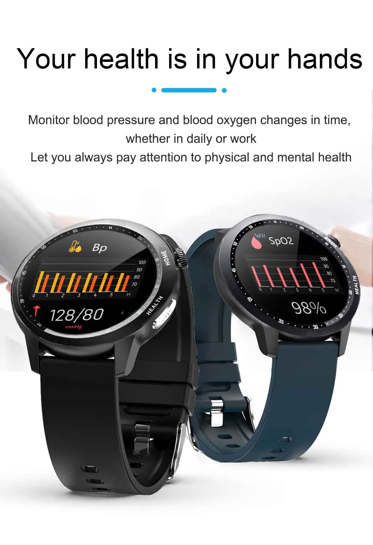 2022 Newest Custom Ai Medical Diagnosis Smartwatch Ecg+ppg+hrv Body ...