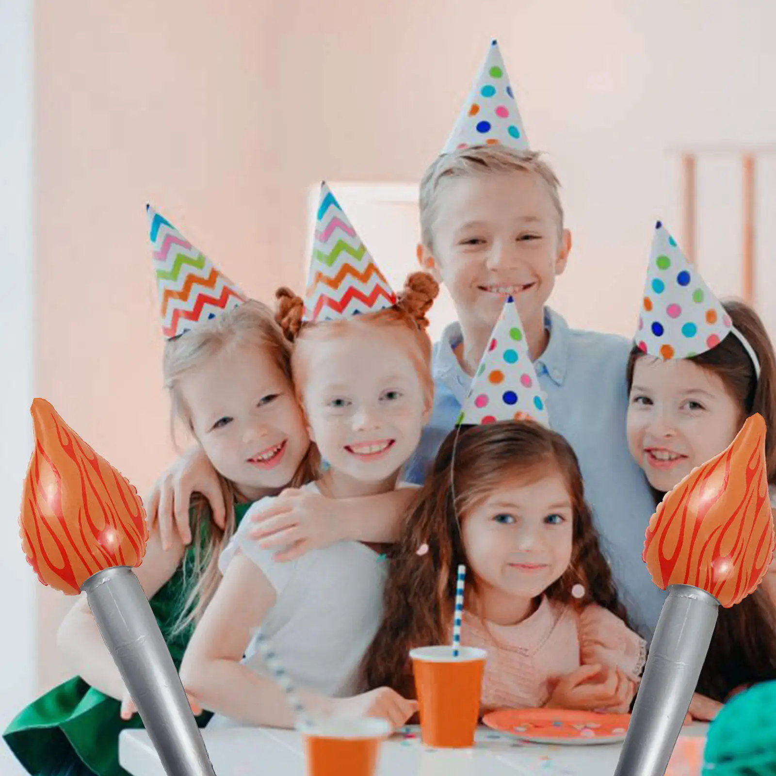 Eye-Catching Inflatable Flame Toy Party Torch Props Glowing Decorations Torch Sticks Cheer Games Accessories
