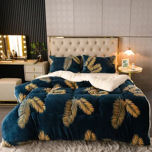 Hot Sale Super Soft Comprar En Line Thick Winter Fleece Velvet Duvet Winter Soft Warm King Bed Quilt Comforter Sets for  Blanket