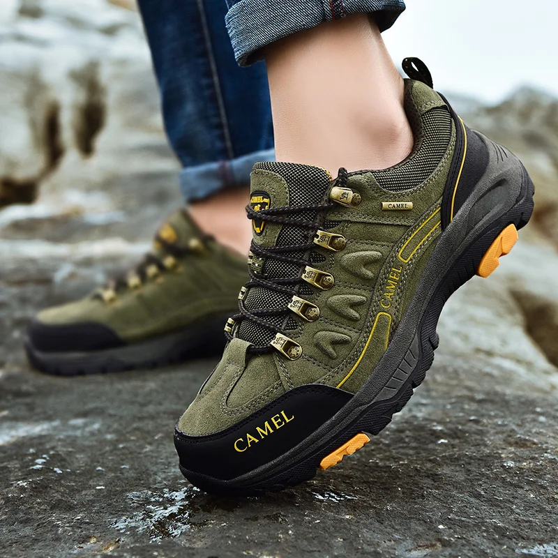 wholesale OEM outdoor sport lace up anti slip leather hiking climbing trekking men boots ankle men shoes